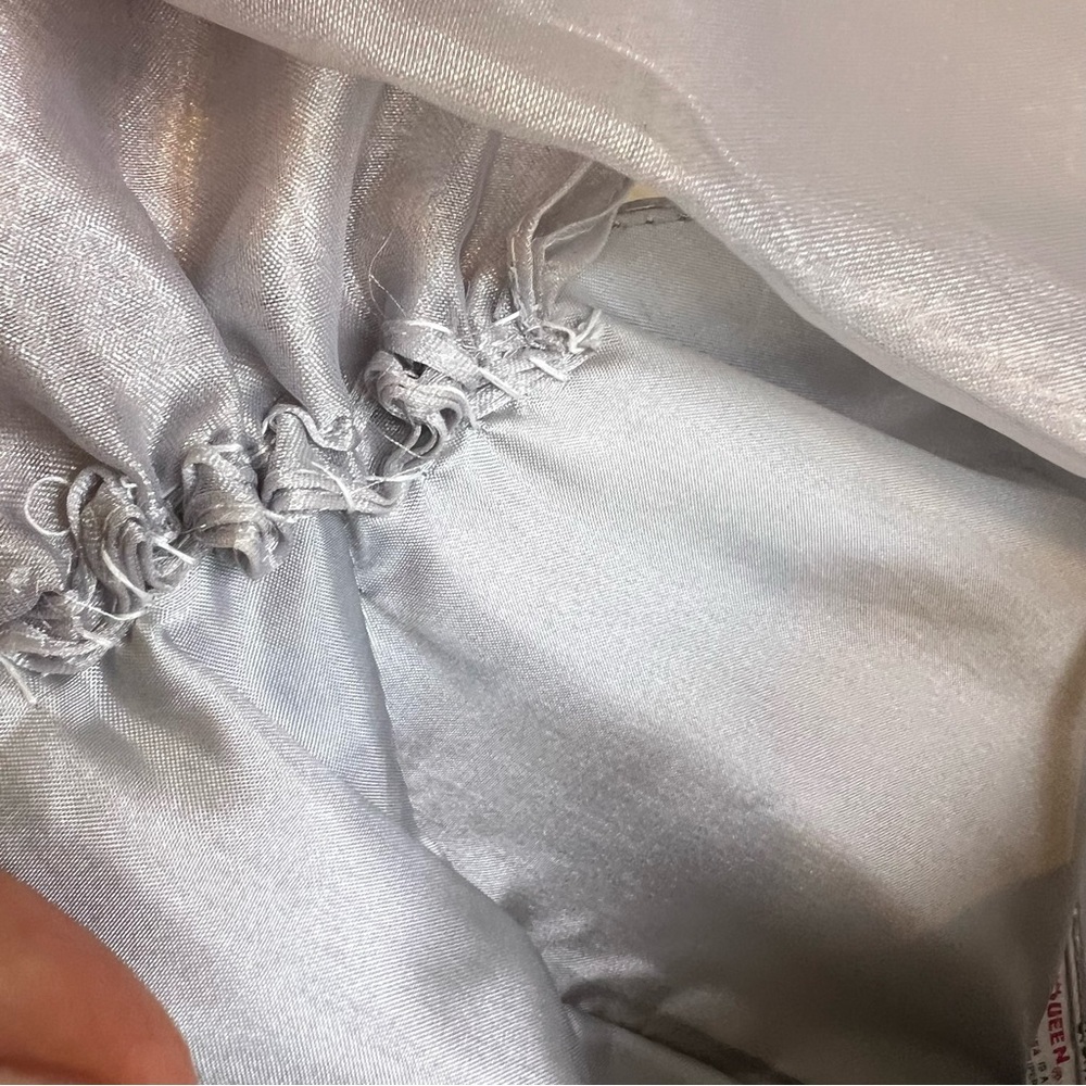 May Queen Gray Ruffle Rhinestone Formal Dress. Size 4 EUC - Picture 7 of 12